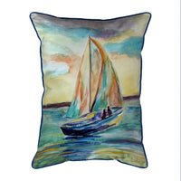 Teal Sailboat Corded Pillow