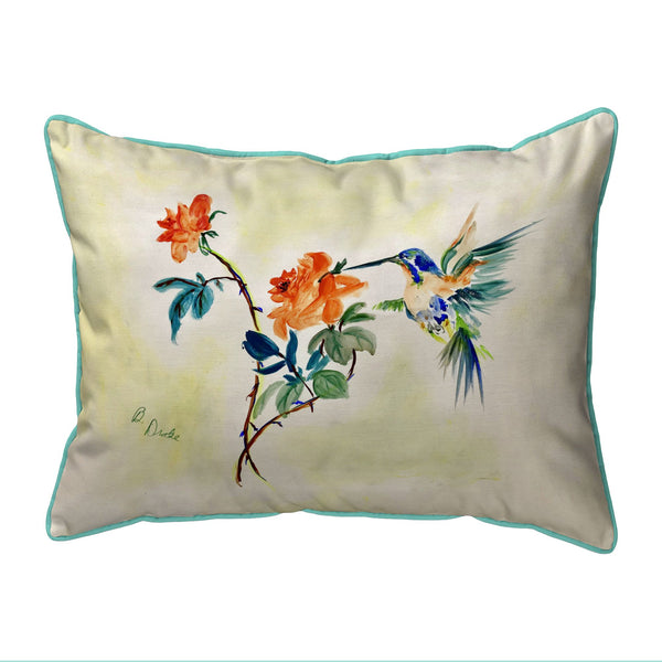 Hummingbird and Rose Still Life Corded Pillow