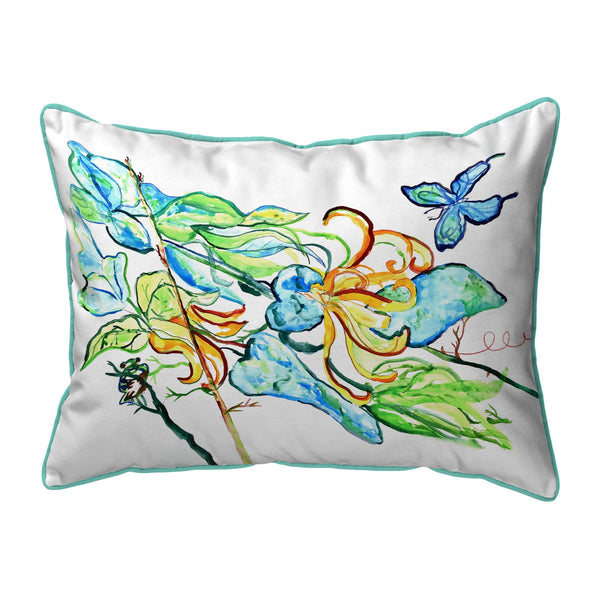 Blue Butterfly & Floral Corded Pillow