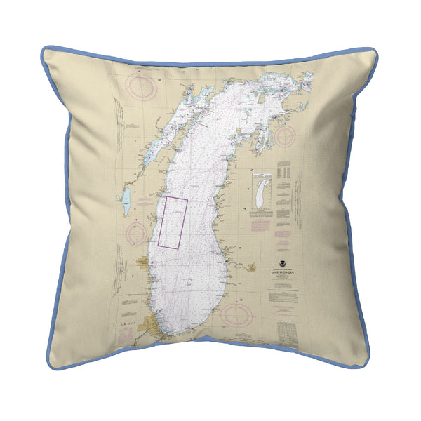 Lake Michigan, MI Nautical Map Corded Pillow