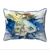 Three Row Boats Corded Pillow