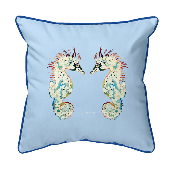 Betsy's Seahorses Light Blue Background Corded Corded Pillow