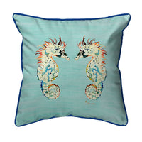 Betsy's Sea Horses - Teal Corded Pillow