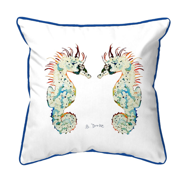Betsy's Seahorses White Background Corded Corded Pillow
