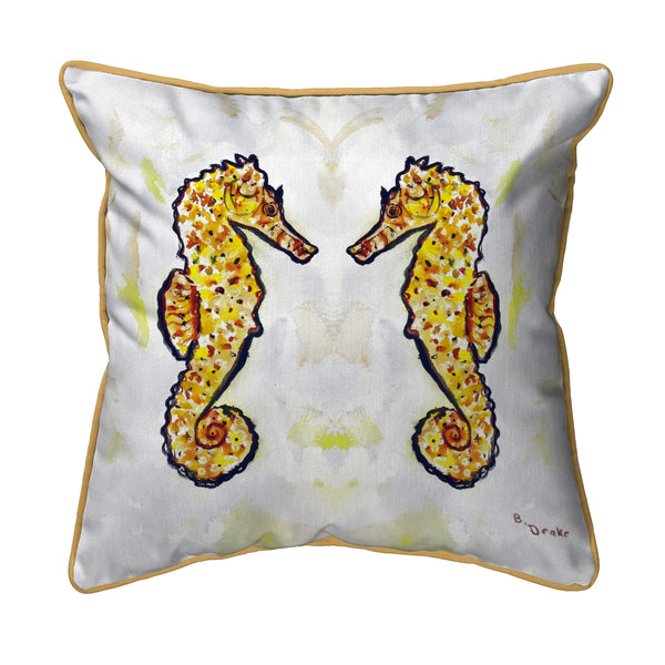 Gold Sea Horses Corded Pillow