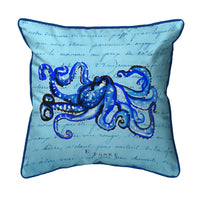 Blue Script Octopus Corded Pillow