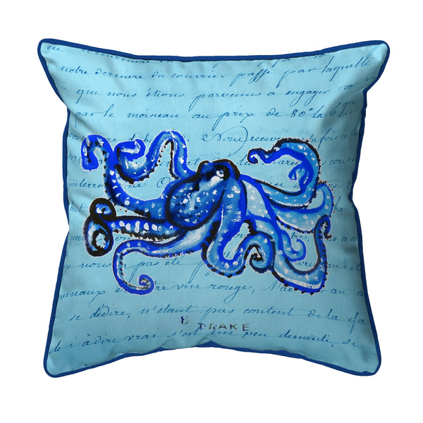 Blue Script Octopus Corded Pillow