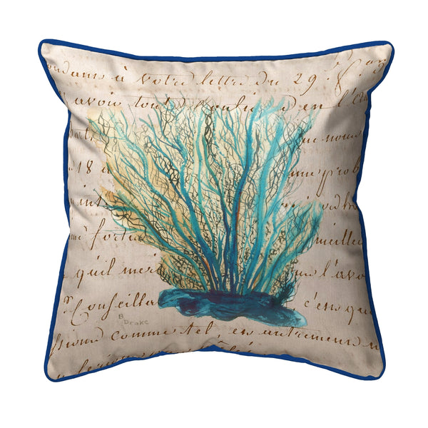 Blue Coral Beige Corded Pillow