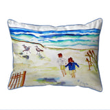 Running at the Beach Corded Pillow