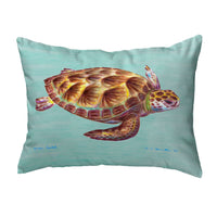 Green Sea Turtle Teal Pillow