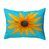 Black Eyed Susan on Blue Noncorded Pillow
