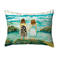 Twins on Rocks Pillow