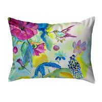 Hummingbird & Garden Noncorded Indoor/Outdoor Pillow