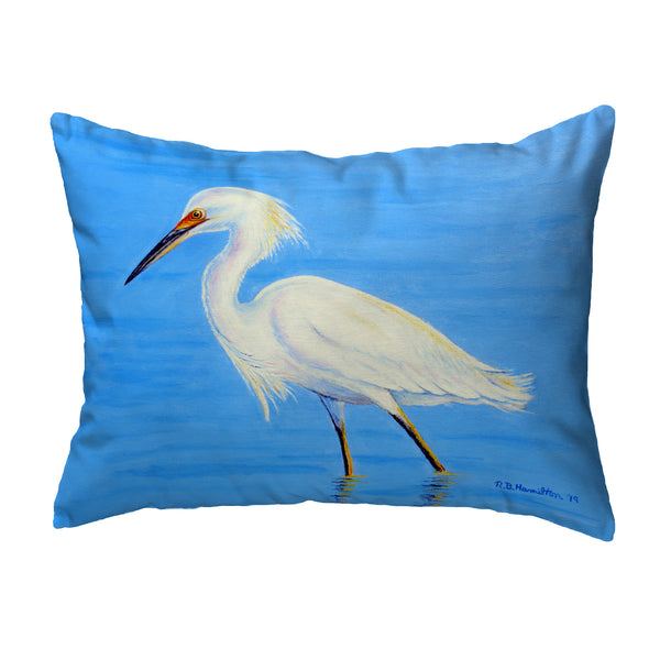 Stalking Snowy Egret Noncorded Indoor/Outdoor Pillow