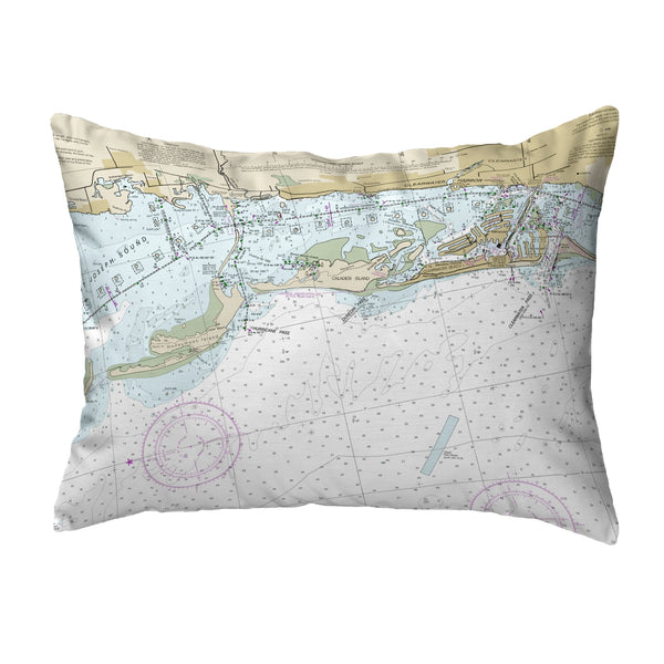 Clearwater Harbor, FL Nautical Map Noncorded Indoor/Outdoor Pillow