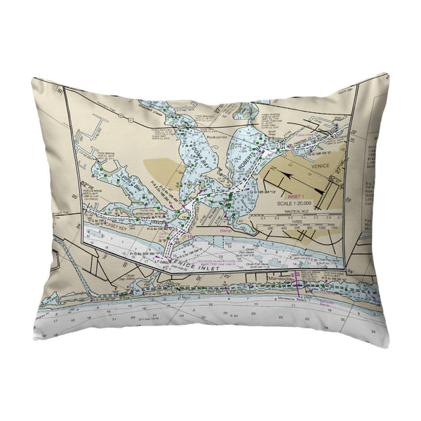 Venice to Manasota Key, FL Nautical Map No-Cord Pillow