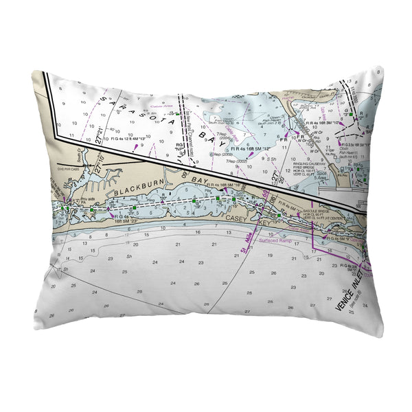 Blackburn Bay, FL Nautical Map Noncorded Indoor/Outdoor Pillow