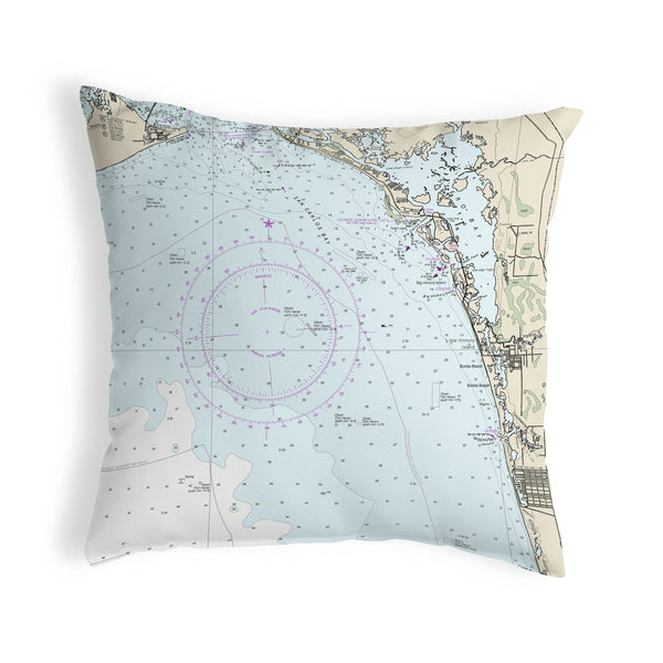 Estero Bay, Bonita Springs, FL Nautical Map Noncorded Indoor/Outdoor Pillow