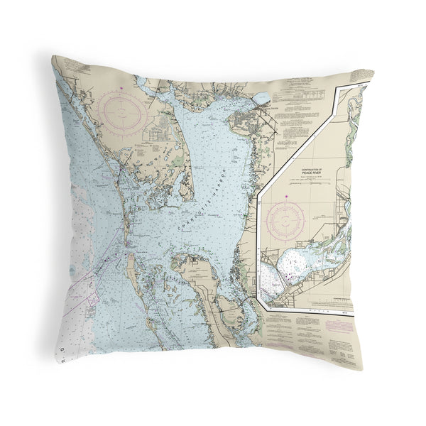 Charlotte Harbor, FL Nautical Map Noncorded Indoor/Outdoor Pillow