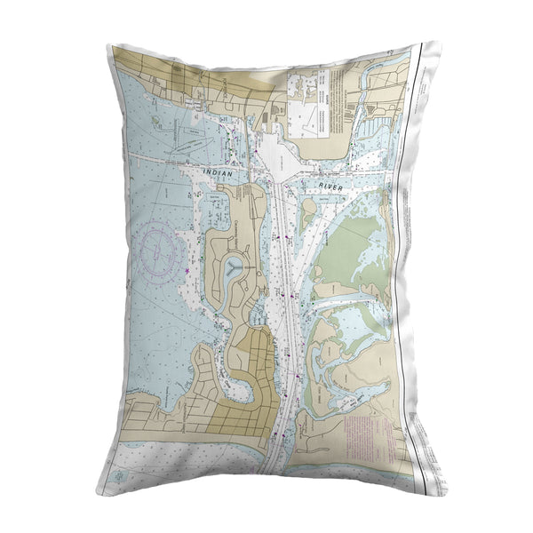 Fort Pierce Harbor, FL Nautical Map Noncorded Indoor/Outdoor Pillow