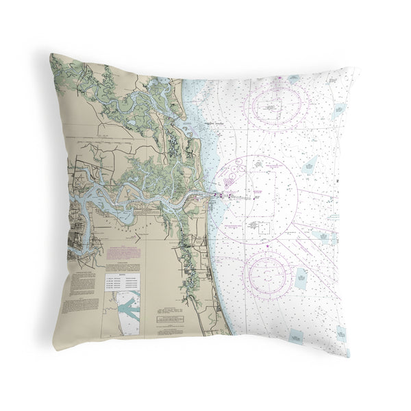 Jacksonville, FL Nautical Map Noncorded Indoor/Outdoor Pillow