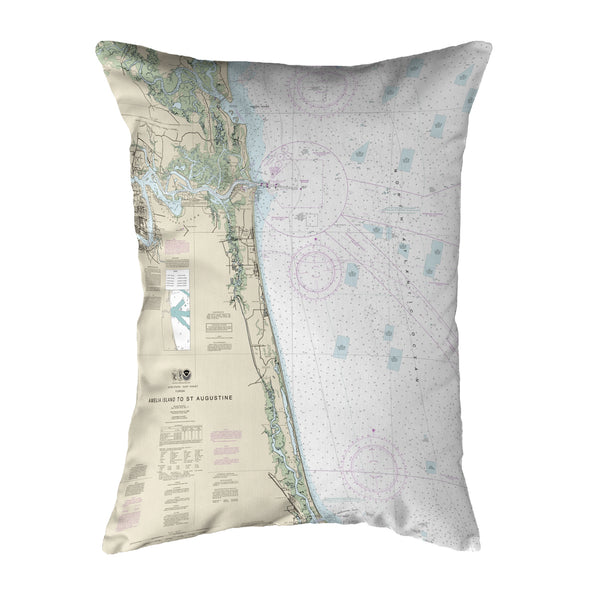 Amelia Island to Saint Augustine, FL Nautical Map Noncorded Indoor/Outdoor Pillow