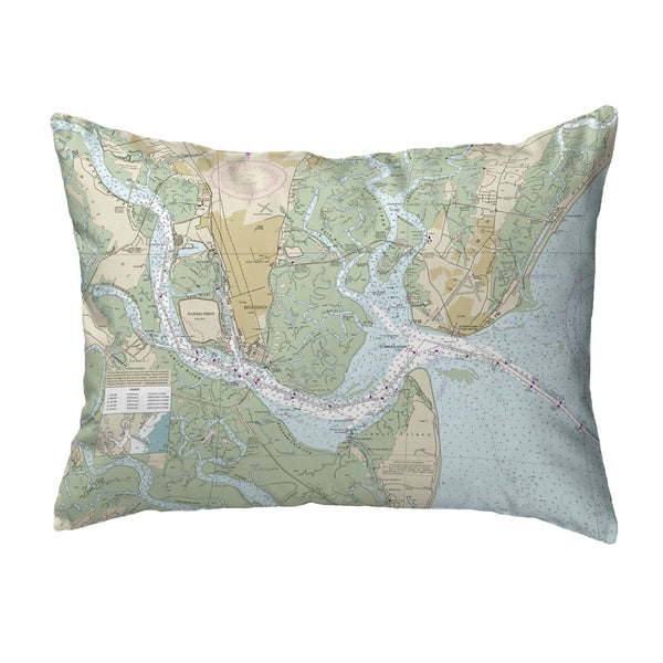 St Simons Sound, GA Nautical Map Noncorded Indoor/Outdoor Pillow