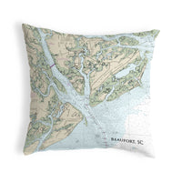 Beaufort, SC Nautical Map Noncorded Indoor/Outdoor Pillow