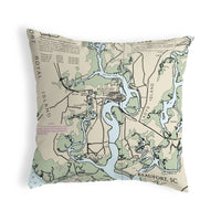 Beaufort - Detail, SC Nautical Map Noncorded Indoor/Outdoor Pillow