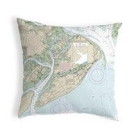 Hilton Head, SC Nautical Map Noncorded Indoor/Outdoor Pillow