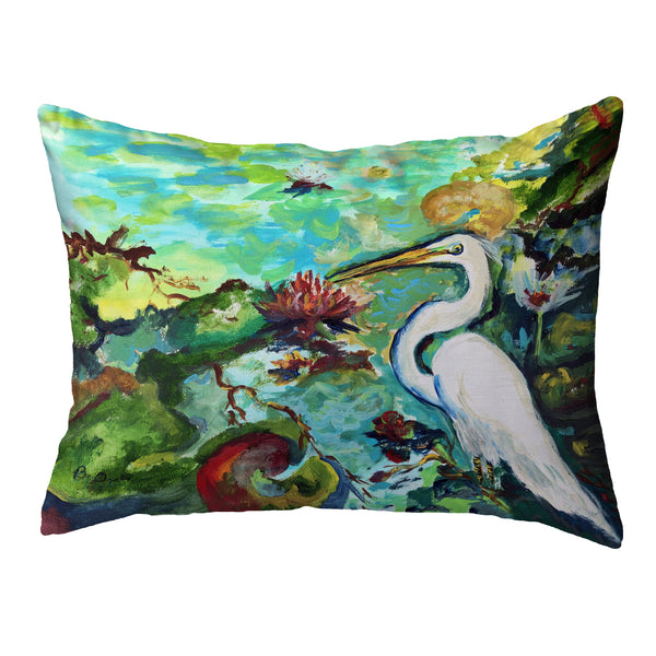 Egret & Waterlilies Noncorded Pillow