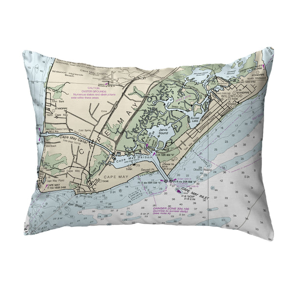 Cape May, NJ Nautical Map Noncorded Indoor/Outdoor Pillow