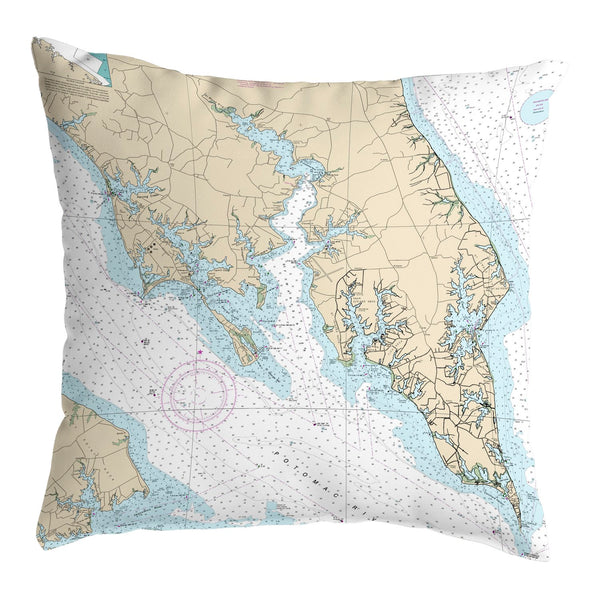 Leonardtown, MD Nautical Map Noncorded Indoor/Outdoor Pillow