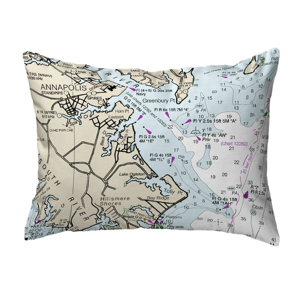 Annapolis, MD Nautical Map Noncorded Indoor/Outdoor Pillow