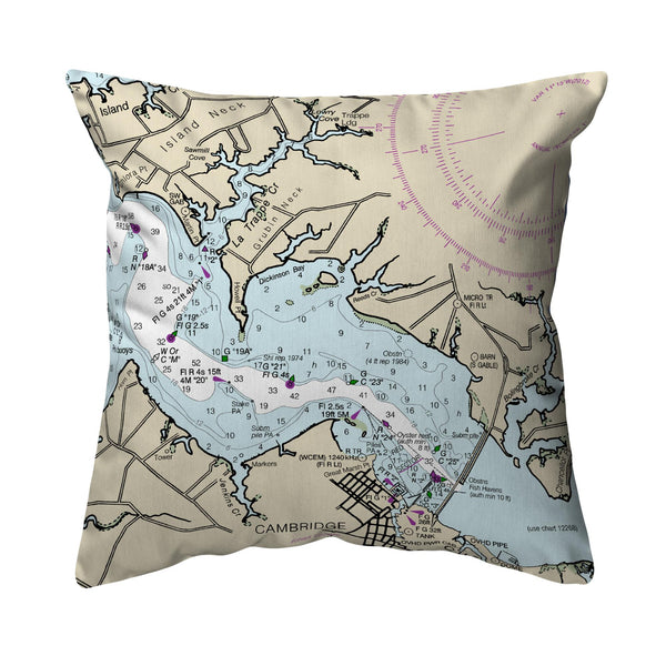 Cambridge, MD Nautical Map Noncorded Indoor/Outdoor Pillow