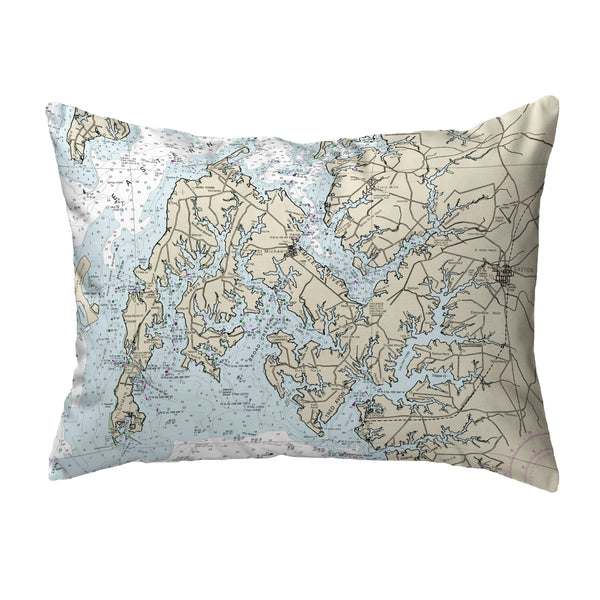 Easton, MD Nautical Map Noncorded Indoor/Outdoor Pillow
