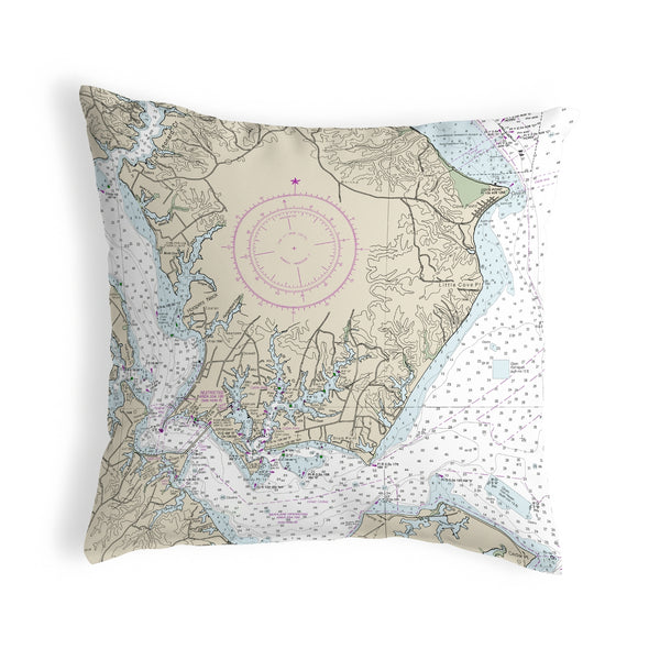 Slomons Island, MD Nautical Map Noncorded Indoor/Outdoor Pillow