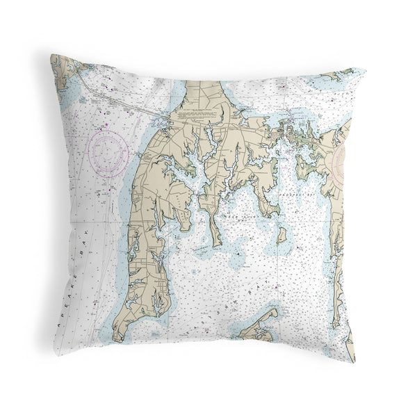 Kent Island, MD Nautical Map Noncorded Indoor/Outdoor Pillow