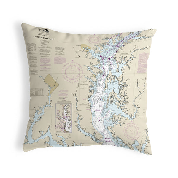 Chesapeake Bay - Rock Hall, MD and VA Nautical Map Noncorded Indoor/Outdoor Pillow