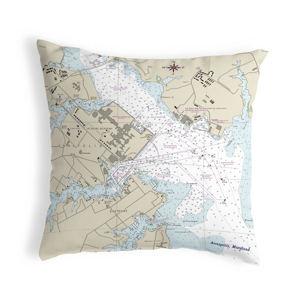 Annapolis - USNA, MD Nautical Map Noncorded Indoor/Outdoor Pillow