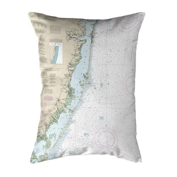 Long Beach, NJ Nautical Map Noncorded Indoor/Outdoor Pillow