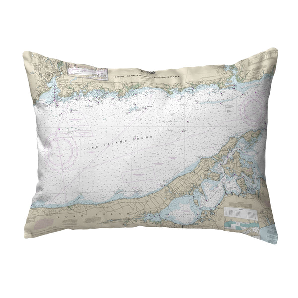 Long Island Sound - Eastern Part, NY Nautical Map Noncorded Indoor/Outdoor Pillow