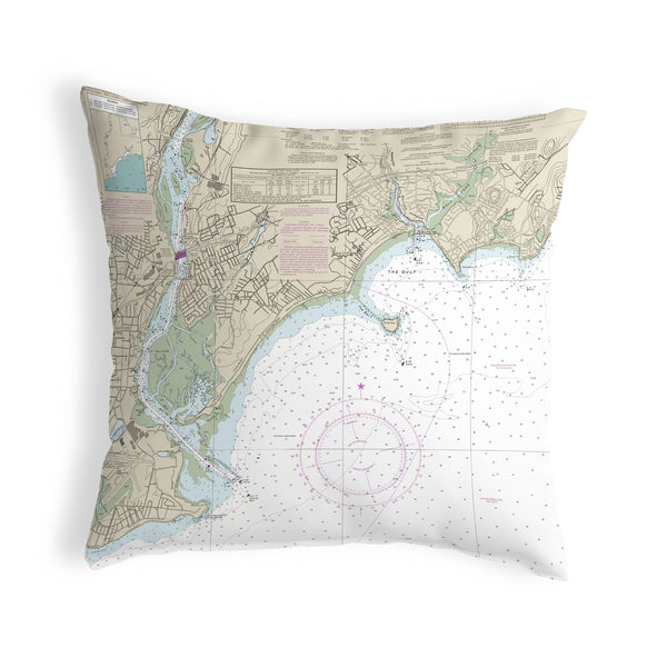 North Long Island Sound, NY Nautical Map Noncorded Indoor/Outdoor Pillow