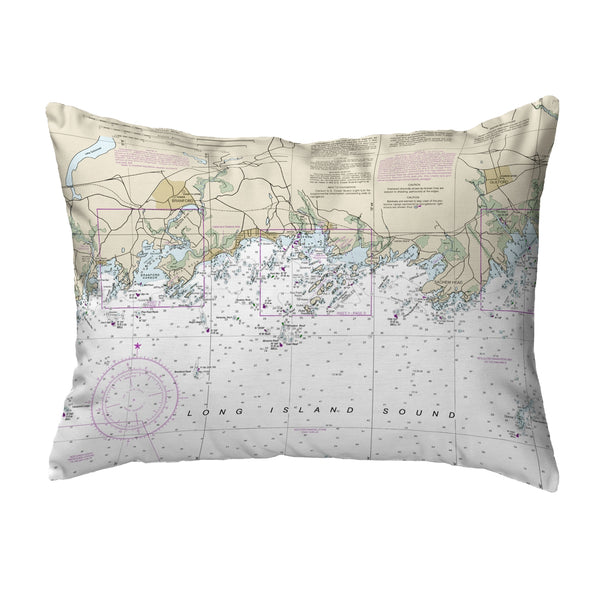 Long Island Sound, NY Nautical Map Noncorded Indoor/Outdoor Pillow