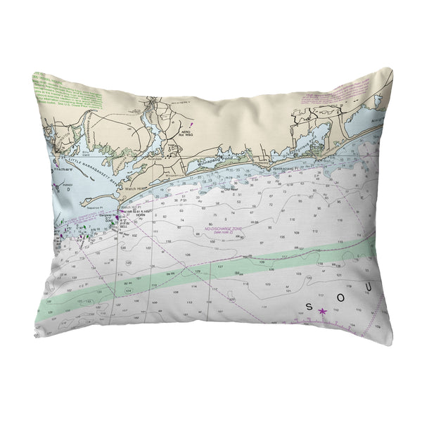 Block Island Sound, RI Nautical Map Noncorded Indoor/Outdoor Pillow