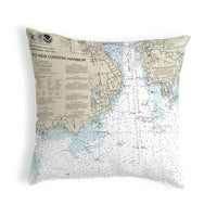 New London Harbor, CT Nautical Map Noncorded Indoor/Outdoor Pillow