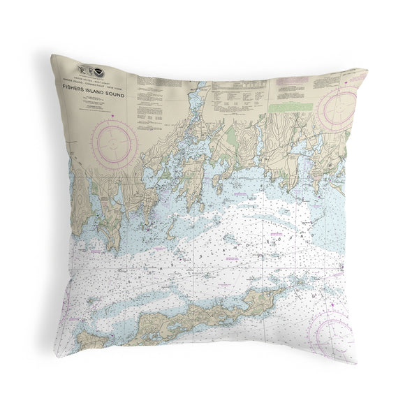 Fishers Island Sound, RI Nautical Map Noncorded Indoor/Outdoor Pillow