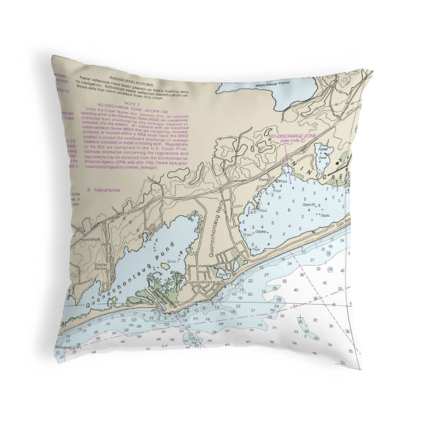 Block Island Sound - Quonochontaug, RI Nautical Map Noncorded Indoor/Outdoor Pillow