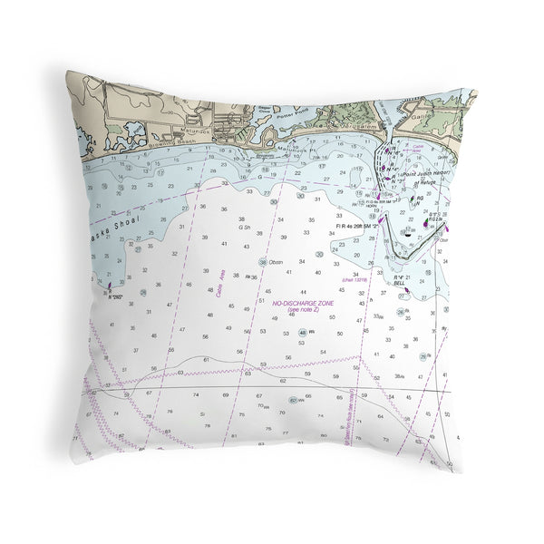 Block Island Sound - Matunuck, RI Nautical Map Noncorded Indoor/Outdoor Pillow