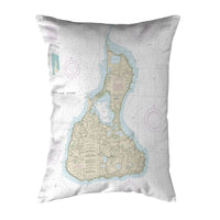 Block Island #2, RI Nautical Map Noncorded Indoor/Outdoor Pillow